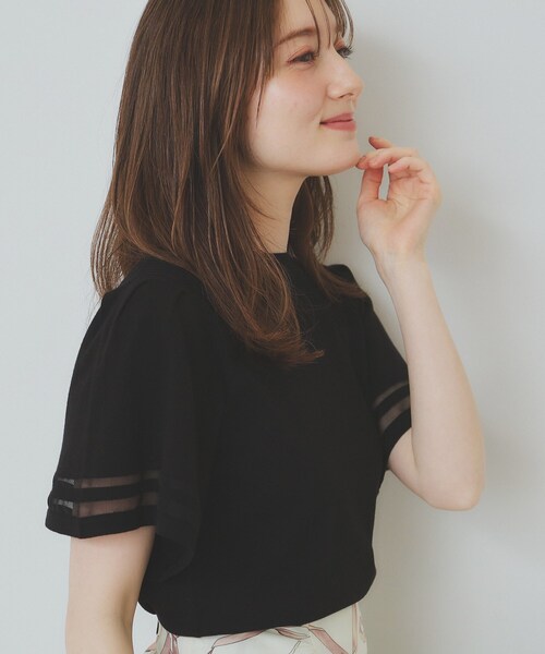 index（インデックス）の「フレアスリーブニット/オーガニックコットン混【UV/洗濯機洗い可】（ニット/セーター・レディース・ライトイエロー系/ナチュラル/ライトブルー/ブラック・40/38/42/36）」の8枚目の写真