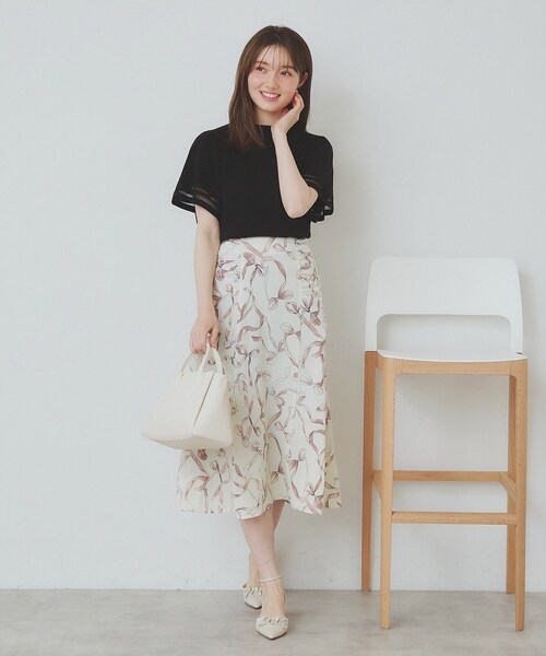 index（インデックス）の「フレアスリーブニット/オーガニックコットン混【UV/洗濯機洗い可】（ニット/セーター・レディース・ライトイエロー系/ナチュラル/ライトブルー/ブラック・40/38/42/36）」の9枚目の写真