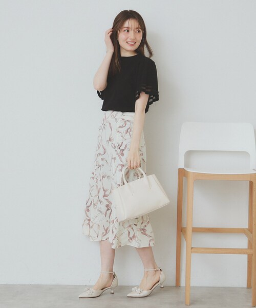 index（インデックス）の「フレアスリーブニット/オーガニックコットン混【UV/洗濯機洗い可】（ニット/セーター・レディース・ライトイエロー系/ナチュラル/ライトブルー/ブラック・40/38/42/36）」の10枚目の写真