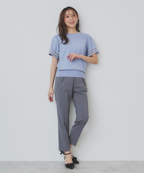 index（インデックス）の「フレアスリーブニット/オーガニックコットン混【UV/洗濯機洗い可】（ニット/セーター・レディース・ライトイエロー系/ナチュラル/ライトブルー/ブラック・40/38/42/36）」の18枚目の写真