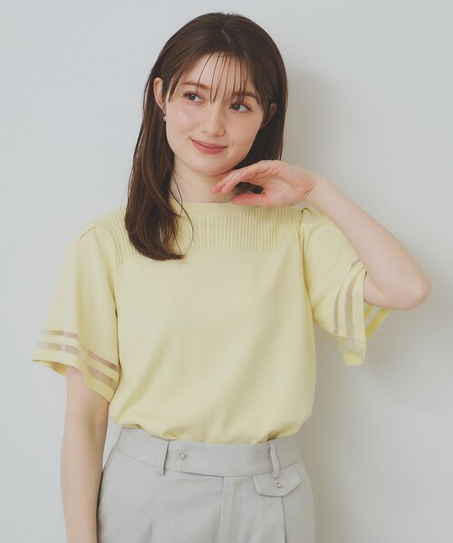 index（インデックス）の「フレアスリーブニット/オーガニックコットン混【UV/洗濯機洗い可】（ニット/セーター・レディース・ライトイエロー系/ナチュラル/ライトブルー/ブラック・40/38/42/36）」の21枚目の写真