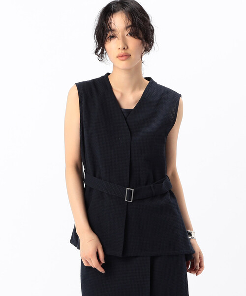 COMME CA(コムサ)の「【セットアップ対応/3WAY】バスケットパナマ ジレ(ベスト・レディース・カーキ系1/ネイビー/カーキ・9号/11号)」の3枚目の写真