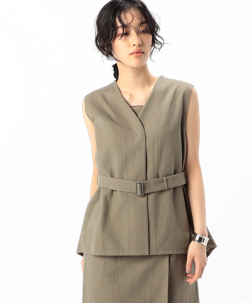 COMME CA(コムサ)の「【セットアップ対応/3WAY】バスケットパナマ ジレ(ベスト・レディース・カーキ系1/ネイビー/カーキ・9号/11号)」の11枚目の写真