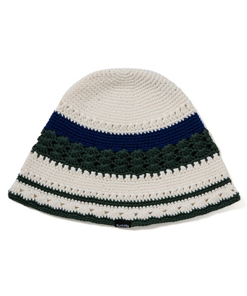 430（フォーサーティ）の「mko12827- KNIT LINE HAT ニットハット（ハット・メンズ・ブラック/アイボリー/サックスブルー・FREE）」の2枚目の写真