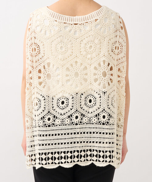 un dix cors（アンディコール）の「《大人の主役級レイヤード》クロシェ編みベスト（ベスト・レディース・アイボリー/ブラック/モカ・FREE）」の7枚目の写真