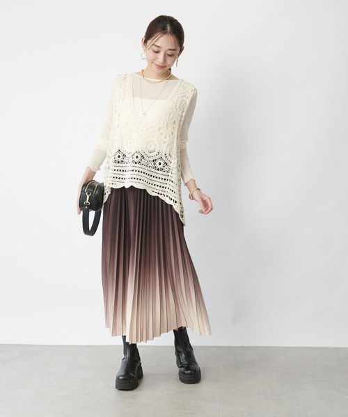 un dix cors（アンディコール）の「《大人の主役級レイヤード》クロシェ編みベスト（ベスト・レディース・アイボリー/ブラック/モカ・FREE）」の15枚目の写真