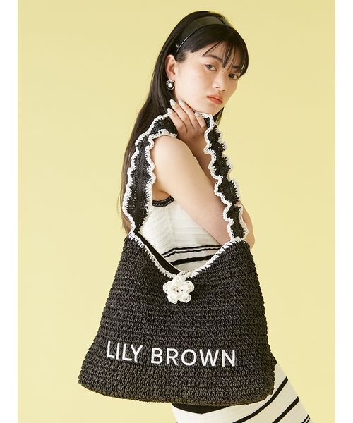 【LILY BROWN×MARY QUANT】ペーパーラウンドフリルバッグ 黒 LILY BROWN×MARY QUANT】ペーパーラウンドフリルバッグ
