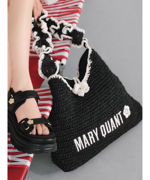 【LILY BROWN×MARY QUANT】ペーパーラウンドフリルバッグ 黒 LILY BROWN×MARY QUANT】ペーパーラウンドフリルバッグ｜リリー