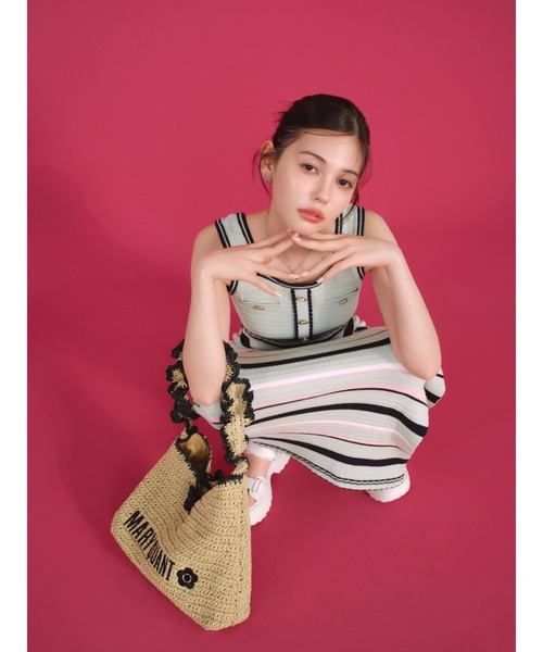 【正規品】リリーブラウン×マリークワント　ペーパーラウンドフリルバッグ LILY BROWN×MARY QUANT】ペーパーラウンドフリルバッグ(バッグ