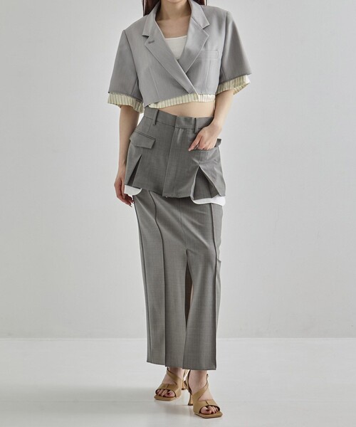 UNITED TOKYO(ユナイテッドトウキョウ)の「【2way】2 Piece Tailored Skirt|セットアップ可/春服(スカート・レディース・グレー/ブラック・1/2)」の13枚目の写真