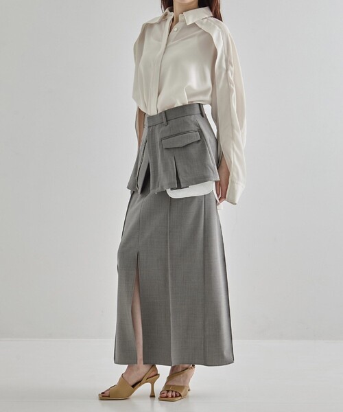 UNITED TOKYO(ユナイテッドトウキョウ)の「【2way】2 Piece Tailored Skirt|セットアップ可/春服(スカート・レディース・グレー/ブラック・1/2)」の14枚目の写真