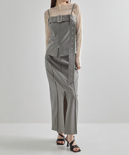 UNITED TOKYO(ユナイテッドトウキョウ)の「【2way】2 Piece Tailored Skirt|セットアップ可/春服(スカート・レディース・グレー/ブラック・1/2)」の16枚目の写真