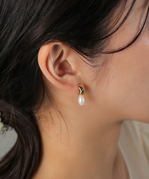 メタル × 淡水パール ステンレスポスト ピアス