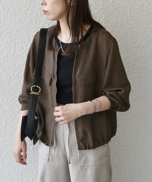 ENGINEERED GARMENTS ノーカラーブルゾン　XS ネイビー SHIPS Colors:〈手洗い可能〉メッシュ ノーカラー ジップ