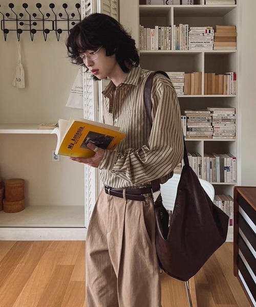 NOWLE(ノウル)の「【NOWLE】アースカラー ピンストライプ シャツ(シャツ/ブラウス・メンズ・ライトベージュ・MEDIUM/LARGE/X-LARGE)」の22枚目の写真