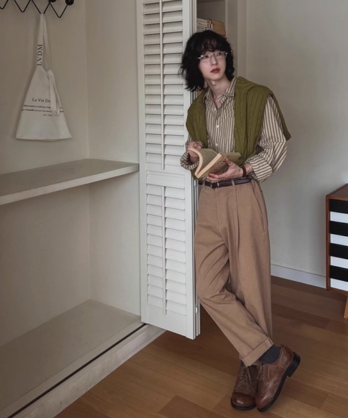 NOWLE(ノウル)の「【NOWLE】アースカラー ピンストライプ シャツ(シャツ/ブラウス・メンズ・ライトベージュ・MEDIUM/LARGE/X-LARGE)」の17枚目の写真