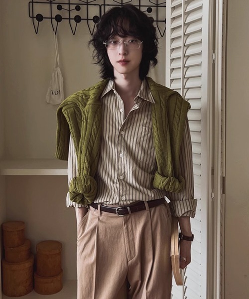 NOWLE(ノウル)の「【NOWLE】アースカラー ピンストライプ シャツ(シャツ/ブラウス・メンズ・ライトベージュ・MEDIUM/LARGE/X-LARGE)」の18枚目の写真