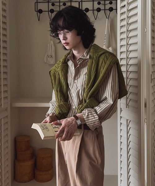 NOWLE(ノウル)の「【NOWLE】アースカラー ピンストライプ シャツ(シャツ/ブラウス・メンズ・ライトベージュ・MEDIUM/LARGE/X-LARGE)」の19枚目の写真