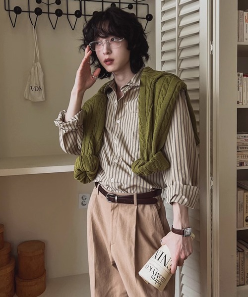 NOWLE(ノウル)の「【NOWLE】アースカラー ピンストライプ シャツ(シャツ/ブラウス・メンズ・ライトベージュ・MEDIUM/LARGE/X-LARGE)」の20枚目の写真