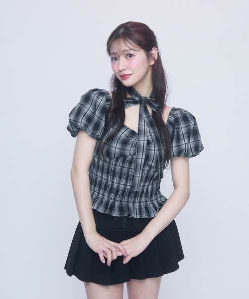 TITTY&CO.（ティティーアンドコー）の「クラシカルギンガムブラウス（シャツ/ブラウス・レディース・ホワイト/ブラック・FREE）」の19枚目の写真