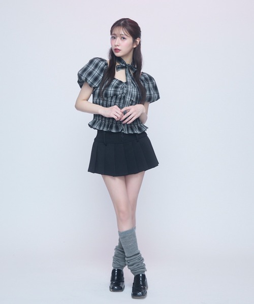 TITTY&CO.（ティティーアンドコー）の「クラシカルギンガムブラウス（シャツ/ブラウス・レディース・ホワイト/ブラック・FREE）」の14枚目の写真