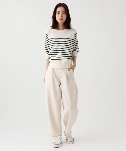 Afternoon Tea（アフタヌーンティー）の「ボーダーMVS UVニッットプルオーバー（ニット/セーター・レディース・アイボリー・MEDIUM）」の4枚目の写真