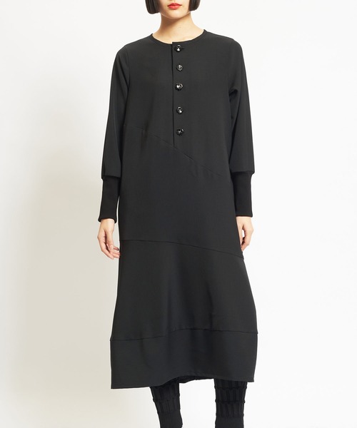 gomme（ゴム）の「24/-天竺 切替ボーダーワンピース（ワンピース