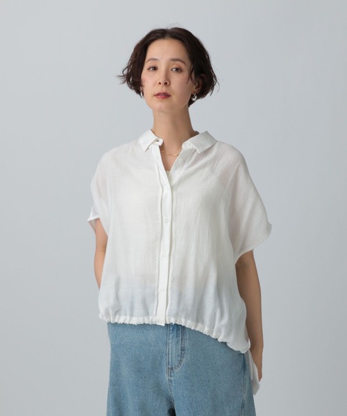 セール】裾ドロストフレンチスリーブブラウス 323478（シャツ