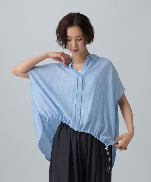 セール】裾ドロストフレンチスリーブブラウス 323478（シャツ