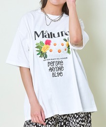 《刺繍ロゴ×花プリント》レディース Tシャツ カットソー 半袖 トップス 春夏秋