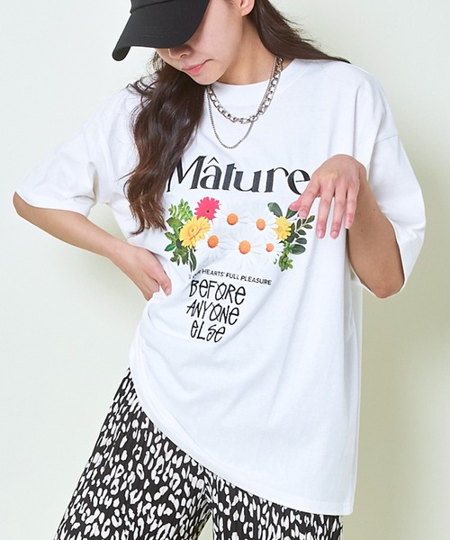 GORGE(ゴージ)の「《刺繍ロゴ×花プリント》レディース Tシャツ カットソー 半袖 トップス 春夏秋(Tシャツ/カットソー・レディース・イエロー/ブラック/オフホワイト・F)」の6枚目の写真