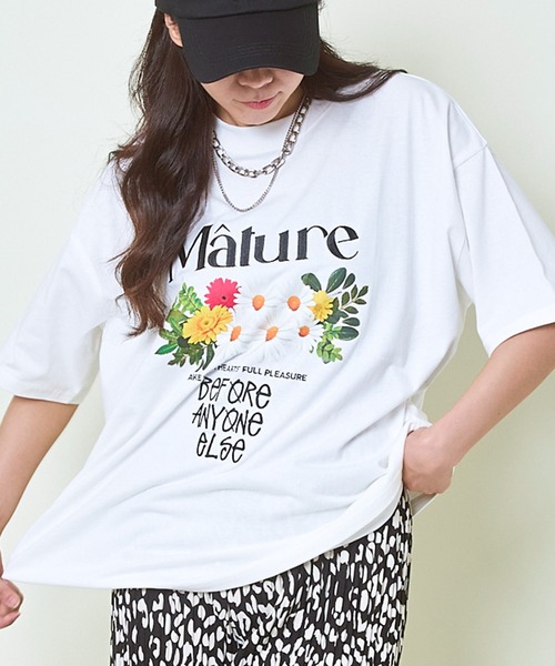 GORGE(ゴージ)の「《刺繍ロゴ×花プリント》レディース Tシャツ カットソー 半袖 トップス 春夏秋(Tシャツ/カットソー・レディース・イエロー/ブラック/オフホワイト・F)」の5枚目の写真