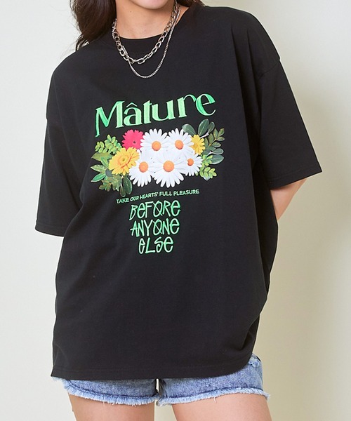 GORGE(ゴージ)の「《刺繍ロゴ×花プリント》レディース Tシャツ カットソー 半袖 トップス 春夏秋(Tシャツ/カットソー・レディース・イエロー/ブラック/オフホワイト・F)」の17枚目の写真