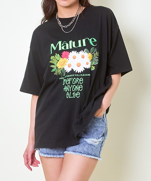 GORGE(ゴージ)の「《刺繍ロゴ×花プリント》レディース Tシャツ カットソー 半袖 トップス 春夏秋(Tシャツ/カットソー・レディース・イエロー/ブラック/オフホワイト・F)」の16枚目の写真