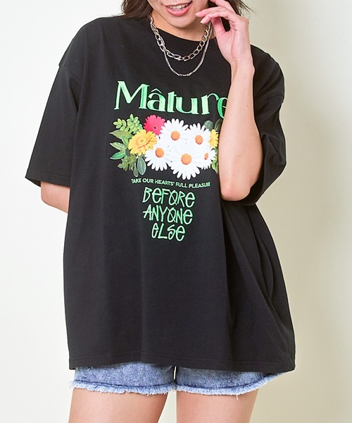 GORGE(ゴージ)の「《刺繍ロゴ×花プリント》レディース Tシャツ カットソー 半袖 トップス 春夏秋(Tシャツ/カットソー・レディース・イエロー/ブラック/オフホワイト・F)」の15枚目の写真
