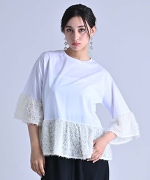 RAW FUDGE | 綿レーヨンシルケット×ジャガードプルオーバー(Tシャツ/カットソー)