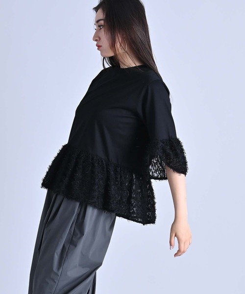 RAW FUDGE（ローファッジ）の「綿レーヨンシルケット×ジャガードプルオーバー（Tシャツ/カットソー・レディース・オフホワイト/ブラック・M）」の11枚目の写真