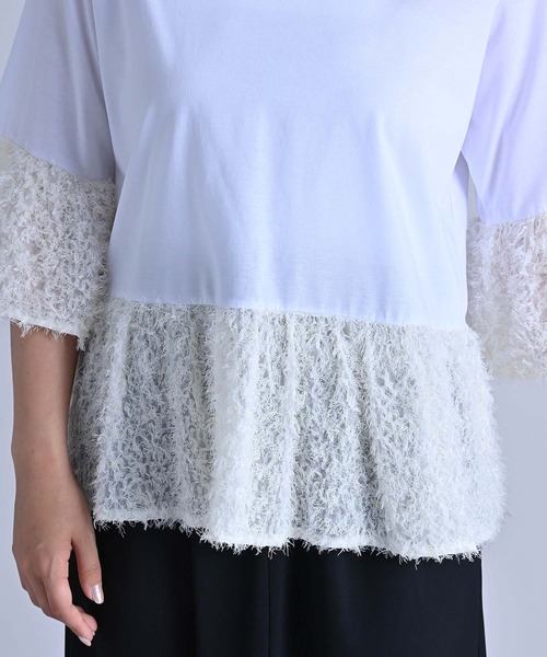 RAW FUDGE（ローファッジ）の「綿レーヨンシルケット×ジャガードプルオーバー（Tシャツ/カットソー・レディース・オフホワイト/ブラック・M）」の15枚目の写真