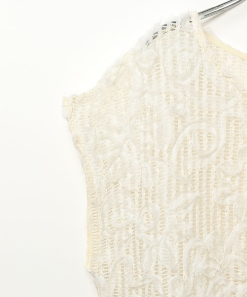 LEPSIM（レプシィム）の「ニュアンス柄レーシーフレンチスリーブ　497647（その他トップス・レディース・ブラック/アイボリー/ベージュ/ライトグレー・FREE）」の7枚目の写真