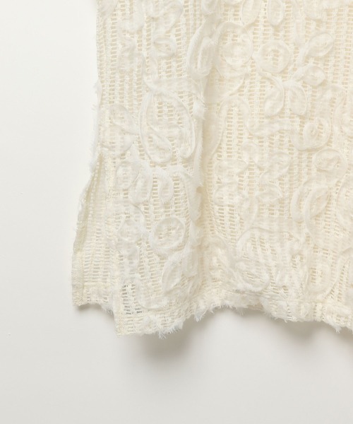 LEPSIM（レプシィム）の「ニュアンス柄レーシーフレンチスリーブ　497647（その他トップス・レディース・ブラック/アイボリー/ベージュ/ライトグレー・FREE）」の8枚目の写真