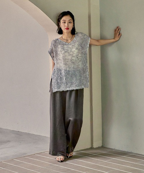 LEPSIM（レプシィム）の「ニュアンス柄レーシーフレンチスリーブ　497647（その他トップス・レディース・ブラック/アイボリー/ベージュ/ライトグレー・FREE）」の15枚目の写真