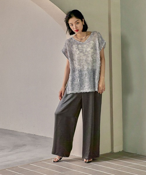 LEPSIM（レプシィム）の「ニュアンス柄レーシーフレンチスリーブ　497647（その他トップス・レディース・ブラック/アイボリー/ベージュ/ライトグレー・FREE）」の16枚目の写真