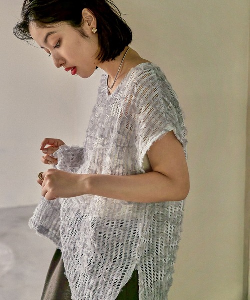 LEPSIM（レプシィム）の「ニュアンス柄レーシーフレンチスリーブ　497647（その他トップス・レディース・ブラック/アイボリー/ベージュ/ライトグレー・FREE）」の20枚目の写真