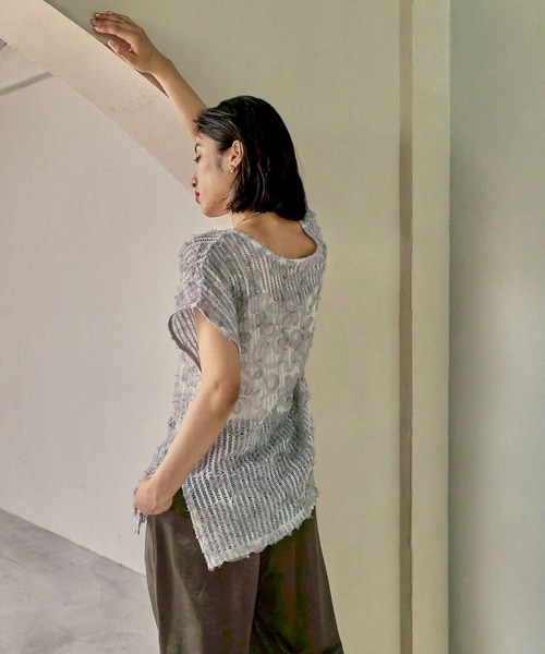 LEPSIM（レプシィム）の「ニュアンス柄レーシーフレンチスリーブ　497647（その他トップス・レディース・ブラック/アイボリー/ベージュ/ライトグレー・FREE）」の22枚目の写真