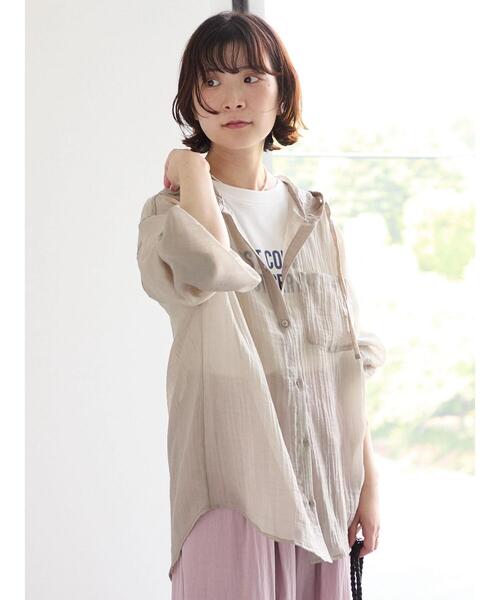 Samansa Mos2 blue(サマンサモスモスブルー)の「フードシアーブラウス(シャツ/ブラウス・レディース・シルバーグレー/ベージュ/イエロー・F)」の6枚目の写真