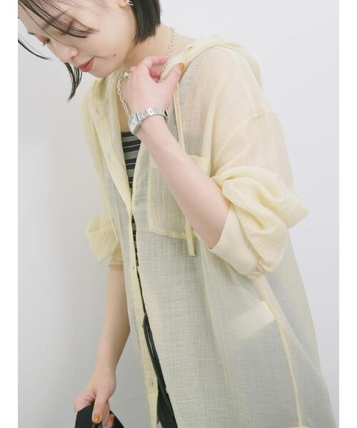 Samansa Mos2 blue(サマンサモスモスブルー)の「フードシアーブラウス(シャツ/ブラウス・レディース・シルバーグレー/ベージュ/イエロー・F)」の16枚目の写真