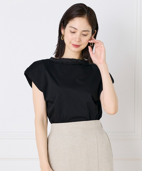 INED（イネド）の「タックフリルカットソー（Tシャツ/カットソー・レディース・ホワイト/モカ/ブラック・11号/9号）」の20枚目の写真