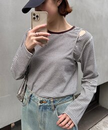 CIAOPANIC TYPY | 【よちえ企画】韓国っぽボーダーアシメカットアウトTEE(Tシャツ/カットソー)