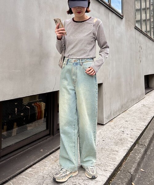 CIAOPANIC TYPY（チャオパニックティピー）の「【よちえ企画】韓国っぽボーダーアシメカットアウトTEE（Tシャツ/カットソー・レディース・サックスブルー/ブラック/オフホワイト・ONE SIZE）」の8枚目の写真