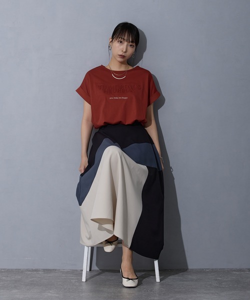 NICOLE white（ニコルホワイト）の「切り替え配色スカート（スカート・レディース・ブラック/チャコール/ネイビー・FREE）」の12枚目の写真